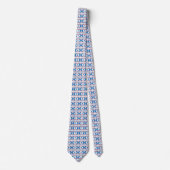 Cravate Anciens signes lettons bleu, rouge, blanc art popu (Devant)