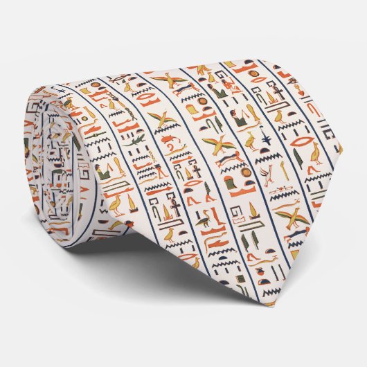 Cravate ancient egypt hieroglyphes pattern background hist (Roulé)
