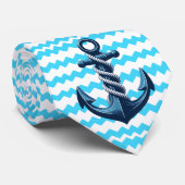 Cravate Ancrage bleu avec vagues bleues (Roulé)