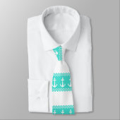 Cravate Ancre côtière de rayure de turquoise nautique (Attaché)