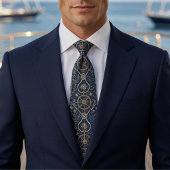 Cravate Ancre de luxe marine bleu et or