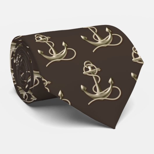 Cravate Ancre en laiton sur Brown (Roulé)