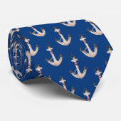 Cravate Ancre nautique avec corde en bleu (Roulé)