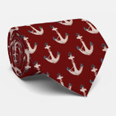 Cravate Ancre nautique avec corde en rouge (Roulé)