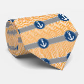 Cravate Ancre nautique orange Chevron (Roulé)