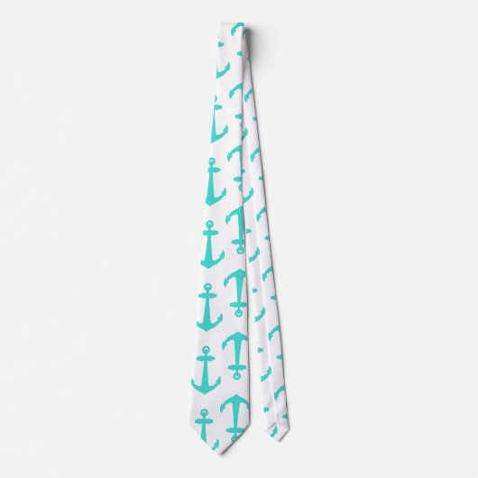 Cravate Ancre nautique turquoise (Devant)