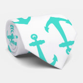 Cravate Ancre nautique turquoise (Roulé)