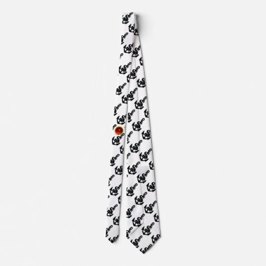 Cravate ANCRES ANTIQUES, POISSON, GEM RUBY Blanc noir Naut (Dos)