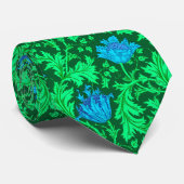 Cravate Anémone de William Morris, vert vert et turquoise (Roulé)