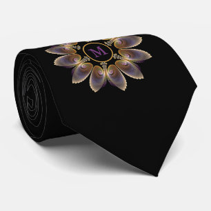 Cravate Ange Abstraite ailes Mandala Monogramme fractal