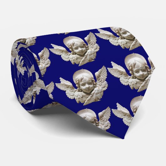 Cravate ANGE DE RENAISSANCE FLORENTINE, Bleu (Roulé)