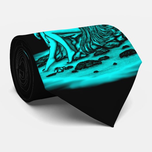 Cravate Angel, perdu dans la pensée, noir et vert Design (Roulé)