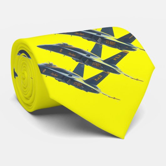 CRAVATE ANGES BLEUS SUR LE JAUNE (Roulé)