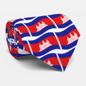 Cravate Angkor Vat Drapeau Cambodgien Vague (Roulé)