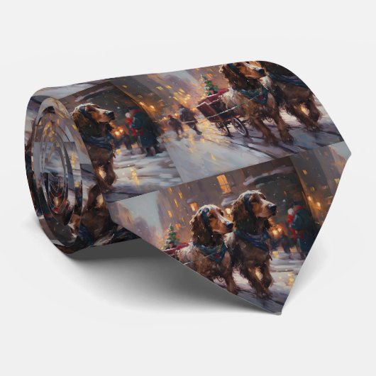 Cravate Anglais Cocker Spaniel Noël Festin Saison (Roulé)
