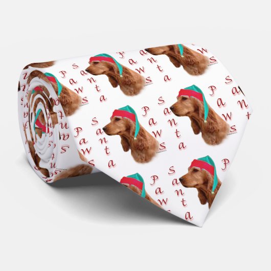 Cravate Anglais Cocker Spaniel (rouge) Père Noël Paws (Roulé)