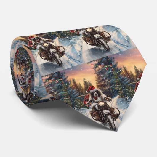 Cravate Anglais Setter Chien équitation Moto Noël (Roulé)