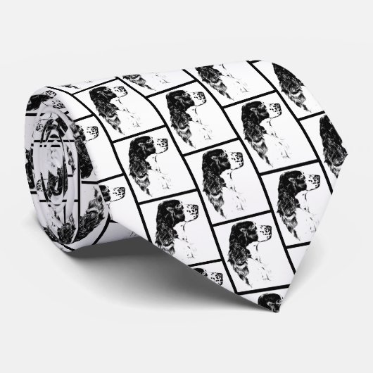 Cravate Anglais Springer Spaniel Chien Black White Art (Roulé)