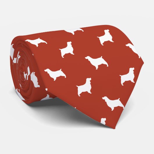 Cravate Anglais Springer Spaniel Chien Silhouettes Motif (Roulé)