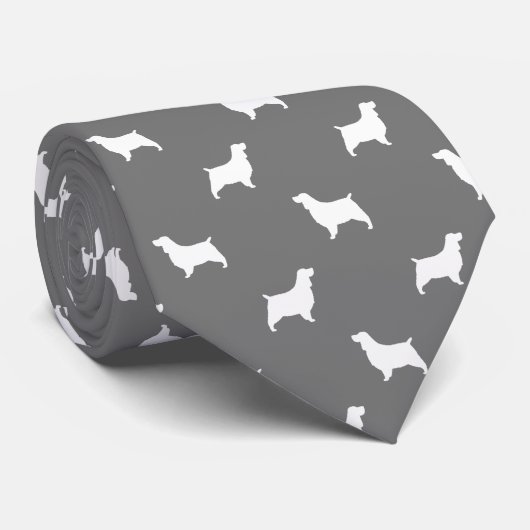 Cravate Anglais Springer Spaniel Chien Silhouettes Motif (Roulé)