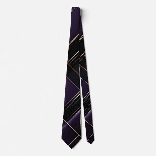 Cravate Angled Elegance - negro, morado, burdeos intenso (Devant)