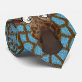 Cravate animale de fourrure de Faux bleu drôle de (Roulé)