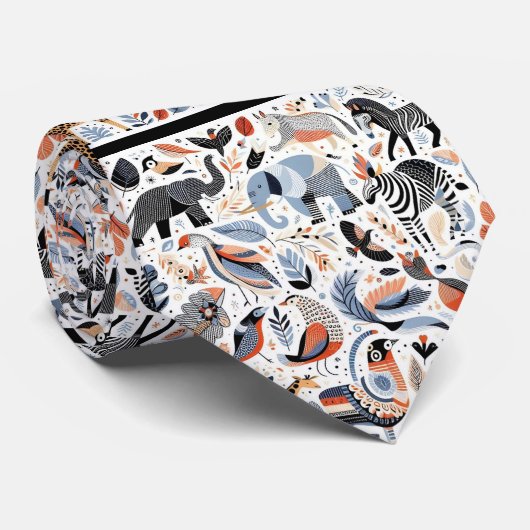 Cravate Animaux africains Imprimer Boho (Roulé)