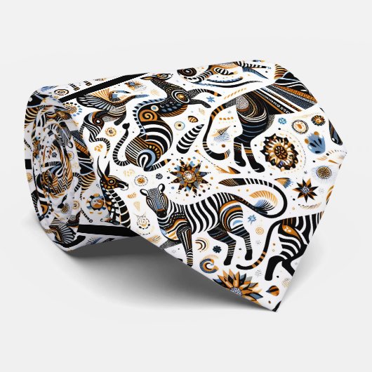 Cravate Animaux africains Imprimer Boho (Roulé)
