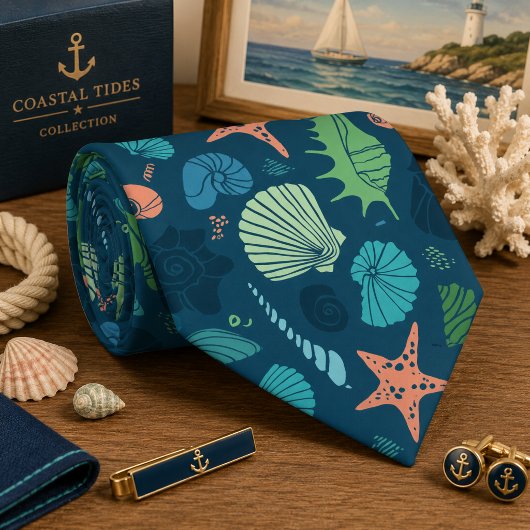 Cravate Animaux de mer sans couture