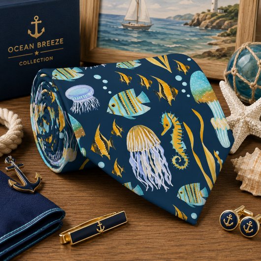 Cravate Animaux de mer sans couture