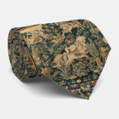 Cravate ANIMAUX D'IMAGINAIRE, CHEVAUX, BOIS Bleu Vert Flor (Roulé)