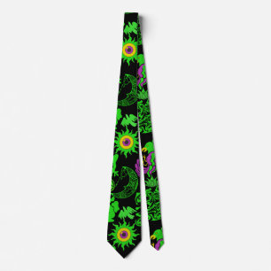Cravate Animaux psychédéliques motif Black BG