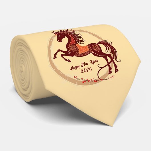 Cravate Année du Cheval 2026 Couleur marron (Roulé)