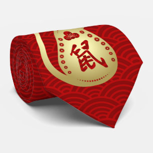 Cravate Année Zodiaque chinoise du Rat 2020