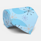 Cravate Années '50 atomiques dans le bleu (Roulé)