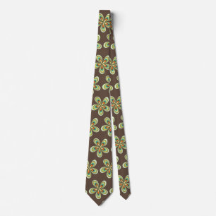 Cravate Années 60 super les années 70 Hippie Fleur Brown R