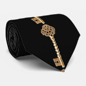 Cravate Antique Or Or Steampunk Squelette clé (Roulé)