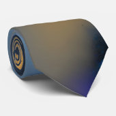 Cravate Après minuit - Abstrait bleu orange (Roulé)