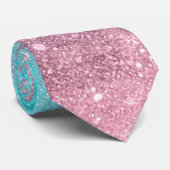 Cravate Aqua bleu rose galaxie marine abstraite (Roulé)