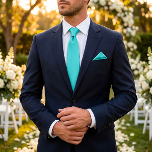 Cravate Aqua Bleu Vert Turquoise Uni