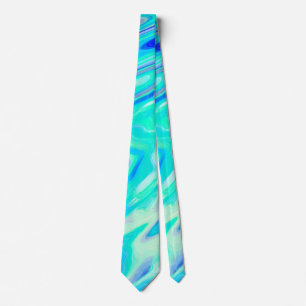 Cravate Aqua Blue Marble Texture Abstrait Motif liquide