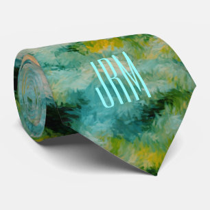Cravate Aqua Blue Pool Impressions Monogramme