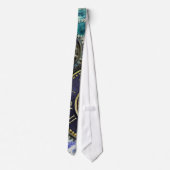Cravate Aqua, Blue steampunk print cravate, engrenages, ro (Dos)