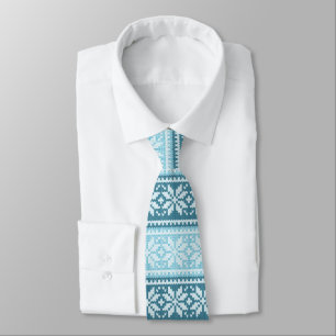 Cravate Aqua Blue Teal Poinsettia Christmas Pattern