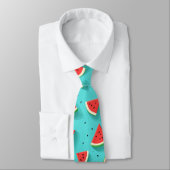 Cravate Aqua Blue Watermelon Fruit Melon d'été (Attaché)