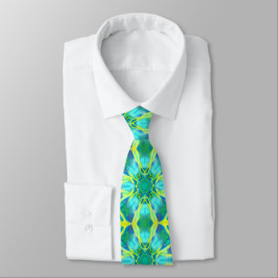 Cravate Aqua, Cobalt Blue et Yellow Tie Dye Motif