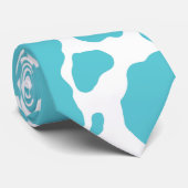 Cravate Aqua Cow Spots Animal Print Pattern (Roulé)