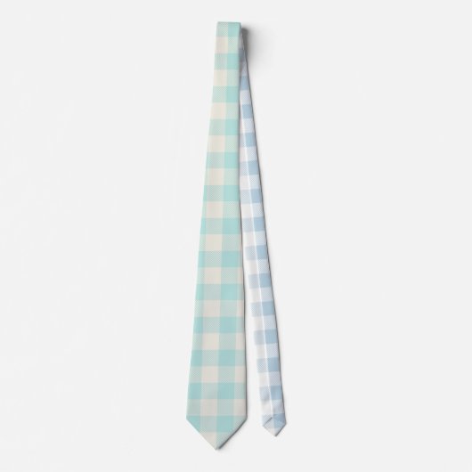 Cravate Aqua En vichy Check Plaid (Devant)