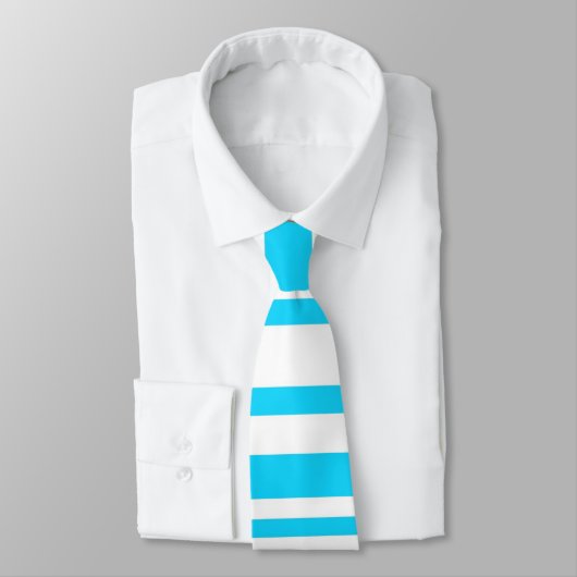Cravate Aqua et rayures blanches (Attaché)