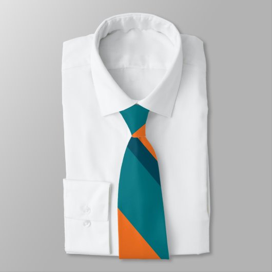Cravate Aqua Teal et large rayure orange d'université (Attaché)